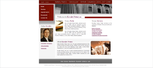 Notary Public Galina Kovalev web site development
