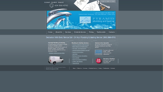 Pyramid Plumbing & Heating web site development